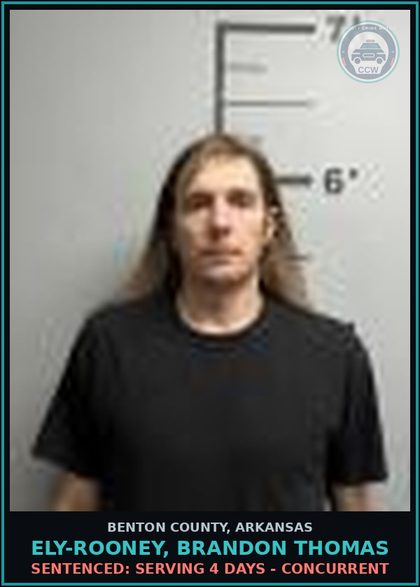 CCW arrest card for Ely-Rooney, Brandon Thomas in Benton County: Sentenced: Serving 4 days - Concurrent