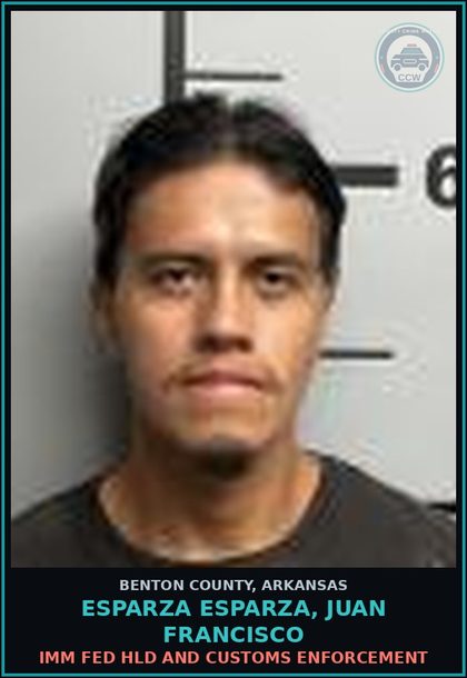CCW arrest card for Esparza Esparza, Juan Francisco in Benton County: HOLD for Immigration and Customs Enforcement