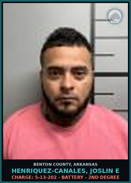 CCW arrest card for Henriquez-Canales, Joslin E in Benton County: Charge: 5-65-103 1ST - VIOL OF OMNIBUS DWI ACT - 1ST OFFENSE