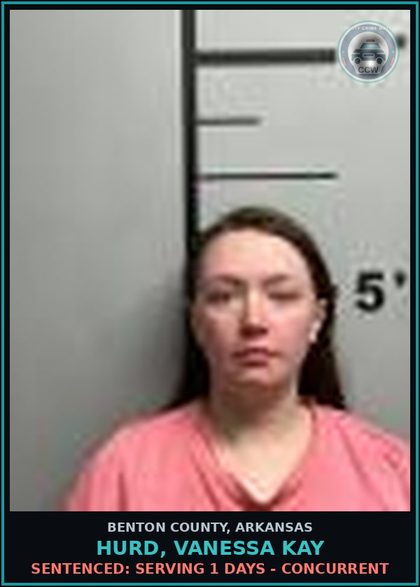 CCW arrest card for Hurd, Vanessa Kay in Benton County: Sentenced: Serving 1 days - Concurrent