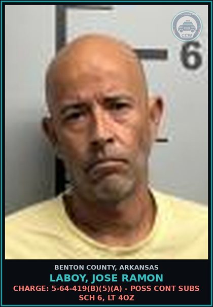 CCW arrest card for Laboy, Jose Ramon in Benton County: Charge: 27-19-704 - IMPROPER OR NO DL