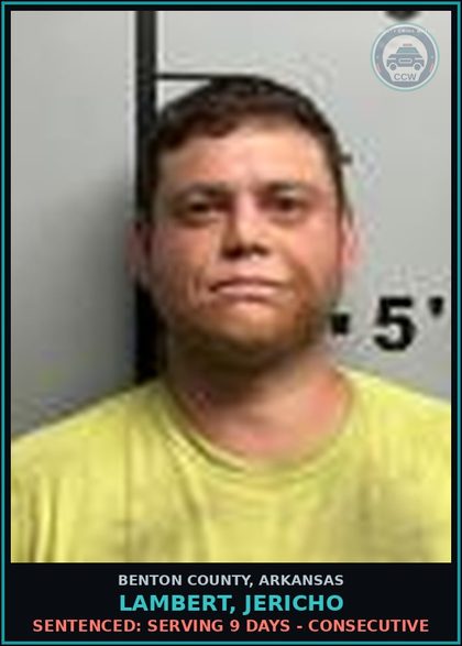 CCW arrest card for Lambert, Jericho in Benton County: Sentenced: Serving 9 days - Consecutive