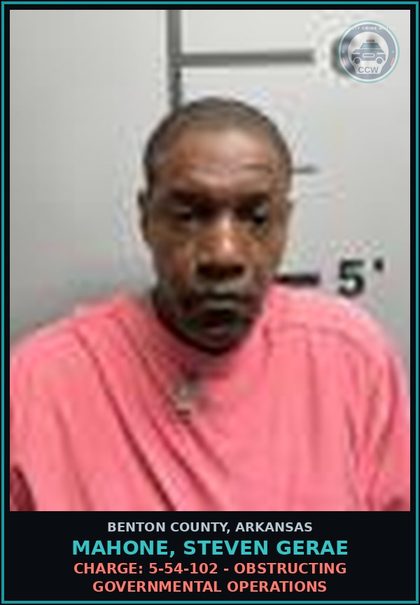 CCW arrest card for Mahone, Steven Gerae in Benton County: Warrant: Failure to Appear warrant FT2600992 issued by BENTON CO, AR