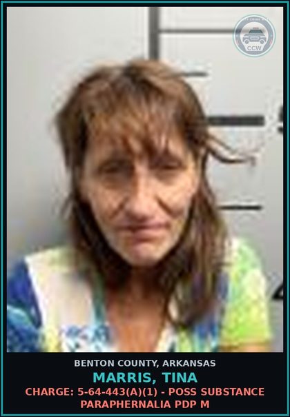CCW arrest card for Marris, Tina in Benton County: Warrant: Contempt warrant 2007000968 issued by BENTON CO, AR