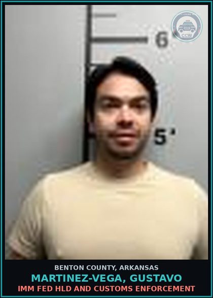 CCW arrest card for Martinez-Vega, Gustavo in Benton County: HOLD for Immigration and Customs Enforcement