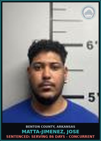 CCW arrest card for Matta-Jimenez, Jose in Benton County: Sentenced: Serving 86 days - Concurrent