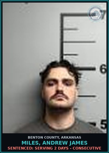 CCW arrest card for Miles, Andrew James in Benton County: Sentenced: Serving 2 days - Consecutive