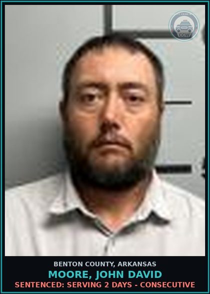 CCW arrest card for Moore, John David in Benton County: Sentenced: Serving 2 days - Consecutive