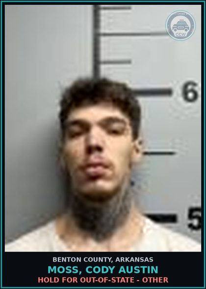 CCW arrest card for Moss, Cody Austin in Benton County: HOLD for Out-of-State - Other