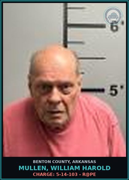 CCW arrest card for Mullen, William Harold in Benton County: Charge: 5-14-103 - r@pe