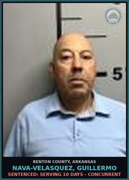 CCW arrest card for Nava-Velasquez, Guillermo in Benton County: Sentenced: Serving 10 days - Concurrent