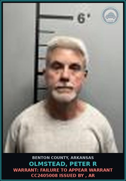 CCW arrest card for Olmstead, Peter R in Benton County: Warrant: Failure to Appear warrant CC2405008 issued by , AR