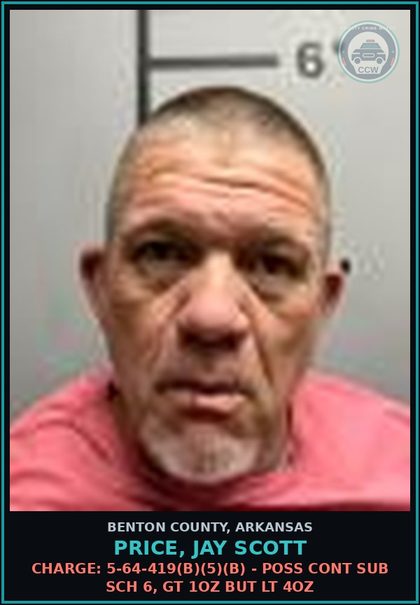 CCW arrest card for Price, Jay Scott in Benton County: Charge: 27-51-601 - FAILURE TO STOP OR YIELD