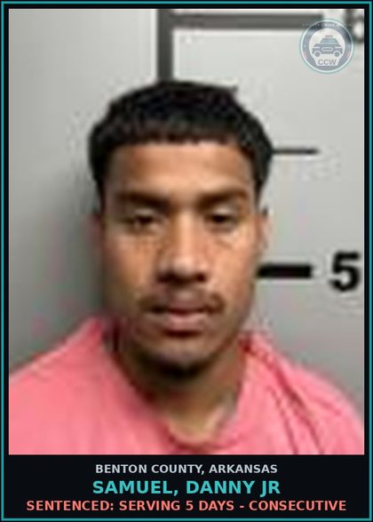 CCW arrest card for Samuel, Danny Jr in Benton County: Sentenced: Serving 5 days - Consecutive