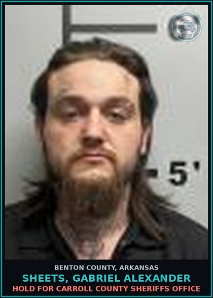 CCW arrest card for Sheets, Gabriel Alexander in Benton County: HOLD for Carroll County Sheriffs Office