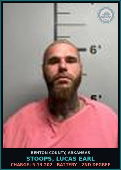 CCW arrest card for Stoops, Lucas Earl in Benton County: Charge: 5-13-202 - BATTERY - 2ND DEGREE