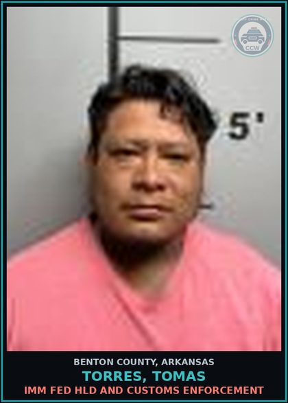 CCW arrest card for Torres, Tomas in Benton County: HOLD for Immigration and Customs Enforcement