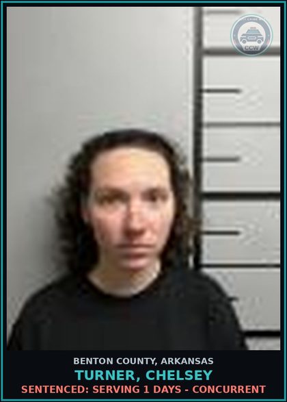 CCW arrest card for Turner, Chelsey in Benton County: Sentenced: Serving 1 days - Concurrent
