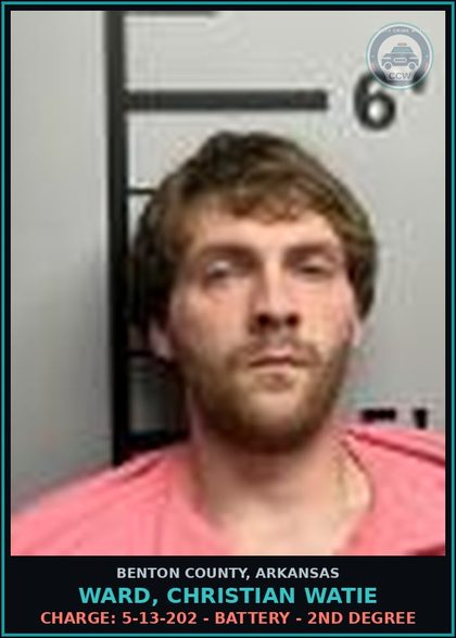 CCW arrest card for Ward, Christian Watie in Benton County: Warrant: Revoke warrant WHITE WARRANT issued by Benton, AR