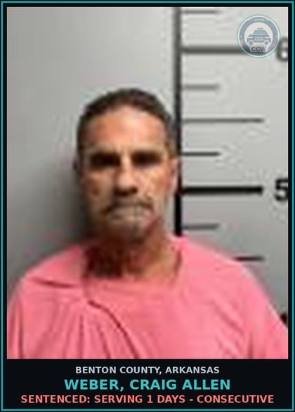 CCW arrest card for Weber, Craig Allen in Benton County: Sentenced: Serving 1 days - Consecutive
