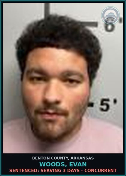 CCW arrest card for Woods, Evan in Benton County: Sentenced: Serving 3 days - Concurrent