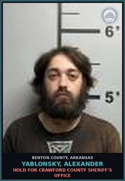 CCW arrest card for Yablonsky, Alexander in Benton County: HOLD for Crawford County Sheriff's Office