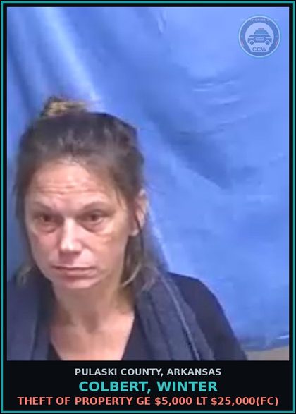 CCW arrest card for COLBERT, WINTER in Pulaski County: THEFT OF PROPERTY GE $5,000 LT $25,000(FC)