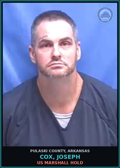 CCW arrest card for COX, JOSEPH in Pulaski County: US MARSHALL HOLD