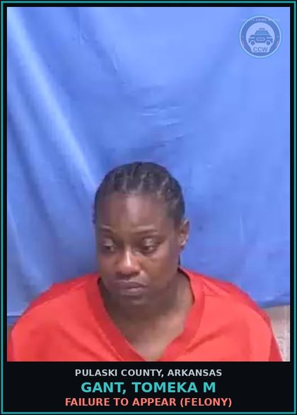 CCW arrest card for GANT, TOMEKA M in Pulaski County: FAILURE TO APPEAR (FELONY)
