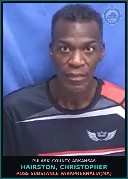 CCW arrest card for HAIRSTON, CHRISTOPHER in Pulaski County: POSSESS W PURPOSE DEL METH COCAINE GE 10G LT 200G(FA)