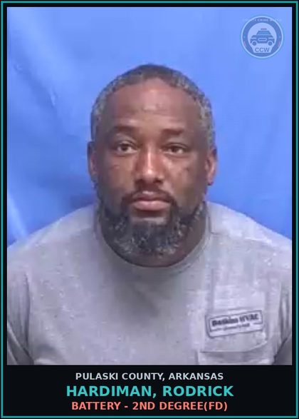 CCW arrest card for HARDIMAN, RODRICK in Pulaski County: BATTERY - 2ND DEGREE(FD)