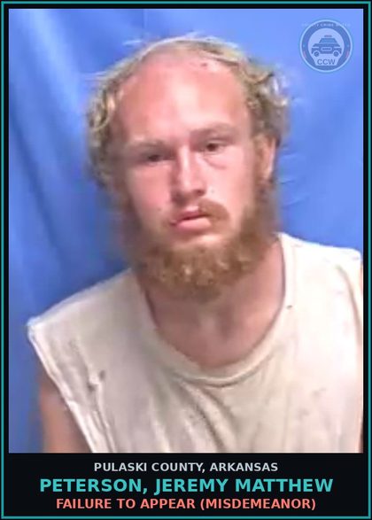 CCW arrest card for PETERSON, JEREMY MATTHEW in Pulaski County: FAILURE TO COMPLY WITH CONDITION OF SUSPENSION OR PROBATION