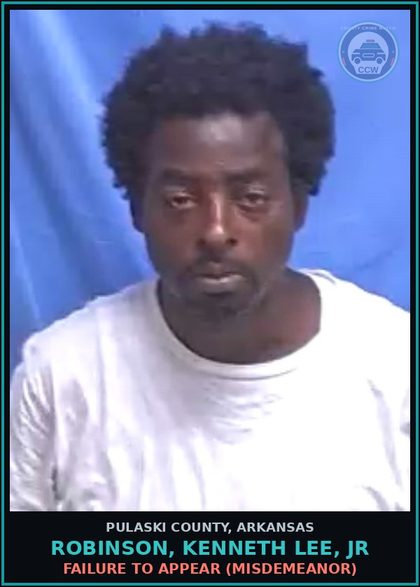 CCW arrest card for ROBINSON, KENNETH LEE, JR in Pulaski County: FAILURE TO APPEAR (MISDEMEANOR)