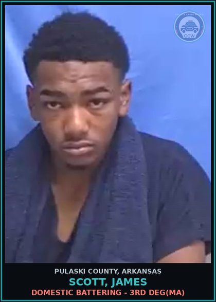 CCW arrest card for SCOTT, JAMES in Pulaski County: DOMESTIC BATTERING - 3RD DEG(MA)