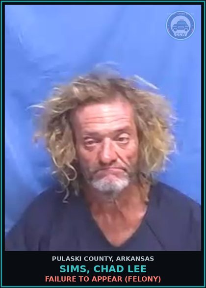 CCW arrest card for SIMS, CHAD LEE in Pulaski County: FAILURE TO APPEAR (FELONY)