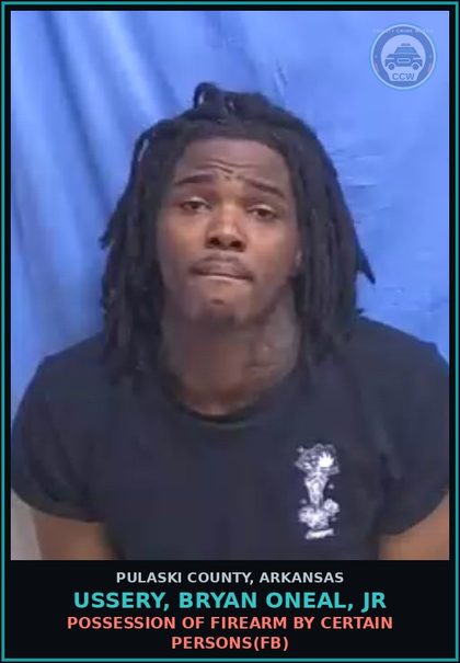 CCW arrest card for USSERY, BRYAN ONEAL, JR in Pulaski County: PERPETRATING A CRIME W/MACHINE GUN(FA)