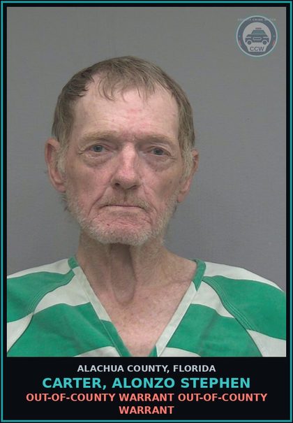 CCW arrest card for CARTER, ALONZO STEPHEN in Alachua County: OUT-OF-COUNTY WARRANT OUT-OF-COUNTY WARRANT