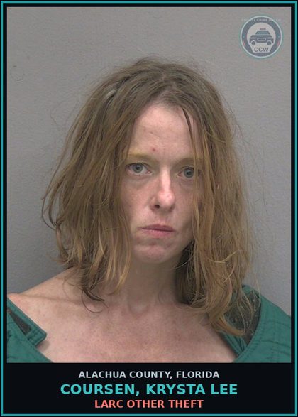CCW arrest card for COURSEN, KRYSTA LEE in Alachua County: LARC OTHER THEFT