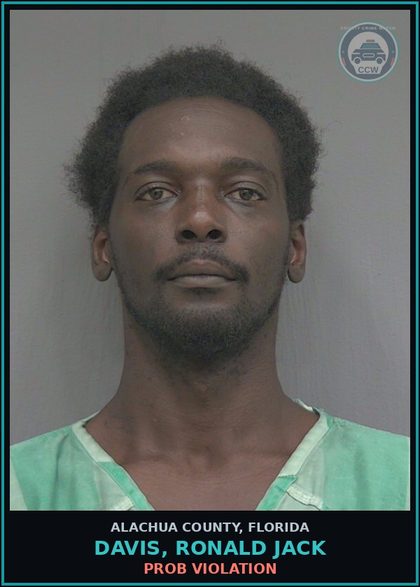 CCW arrest card for DAVIS, RONALD JACK in Alachua County: PROB VIOLATION