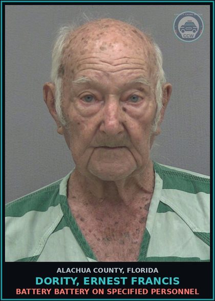 CCW arrest card for DORITY, ERNEST FRANCIS in Alachua County: RESIST OFFICER OBSTRUCT W/O VIOLENCE