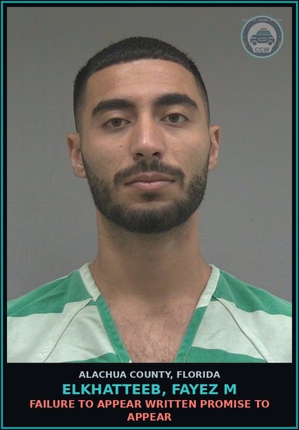 CCW arrest card for ELKHATTEEB, FAYEZ M in Alachua County: FAILURE TO APPEAR WRITTEN PROMISE TO APPEAR