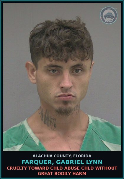 CCW arrest card for FARQUER, GABRIEL LYNN in Alachua County: LARC OTHER THEFT