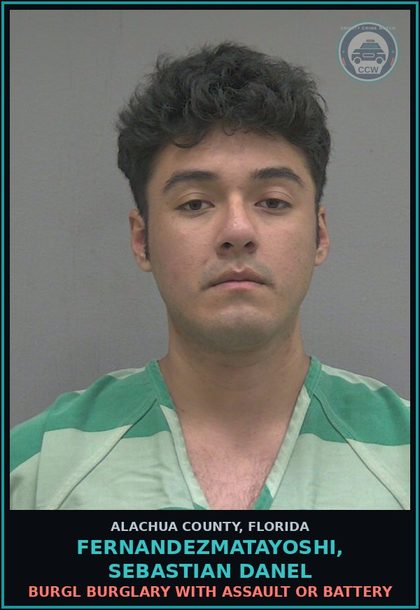 CCW arrest card for FERNANDEZMATAYOSHI, SEBASTIAN DANEL in Alachua County: AGGRAV BATTERY AGGRAV BATTERY WITH A DEADLY WEAPON