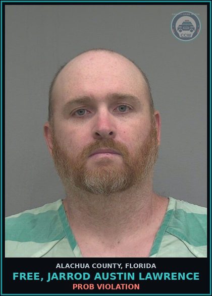 CCW arrest card for FREE, JARROD AUSTIN LAWRENCE in Alachua County: PROB VIOLATION