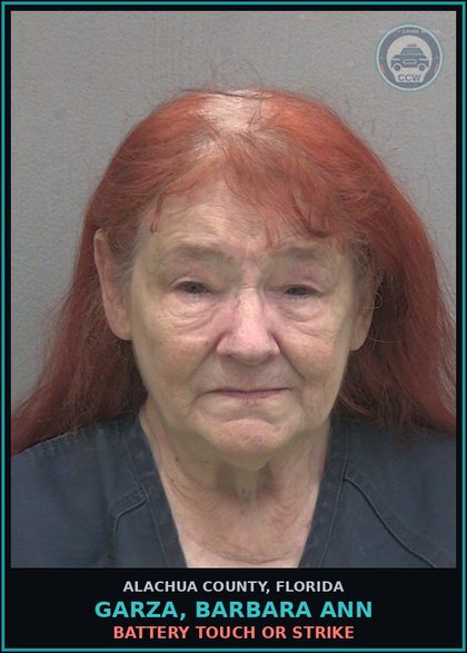 CCW arrest card for GARZA, BARBARA ANN in Alachua County: BATTERY TOUCH OR STRIKE