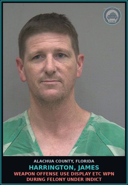 CCW arrest card for HARRINGTON, JAMES in Alachua County: COCAINE-POSSESS POSSESS COCAINE