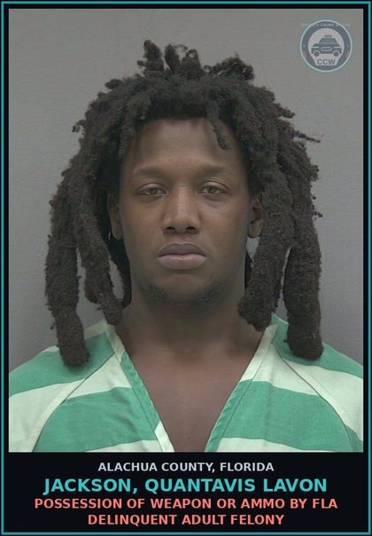 CCW arrest card for JACKSON, QUANTAVIS LAVON in Alachua County: DRUGS-POSSESS POSSESS contr substance W/O PRESCRIPTION