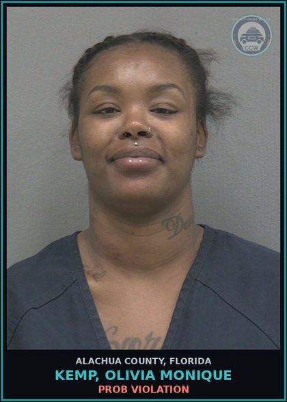 CCW arrest card for KEMP, OLIVIA MONIQUE in Alachua County: PROB VIOLATION
