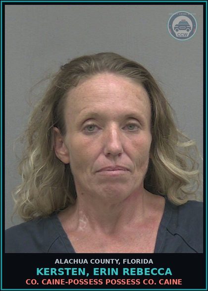 CCW arrest card for KERSTEN, ERIN REBECCA in Alachua County: COCAINE-POSSESS POSSESS COCAINE