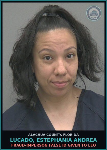 CCW arrest card for LUCADO, ESTEPHANIA ANDREA in Alachua County: RESIST OFFICER OBSTRUCT W/O VIOLENCE